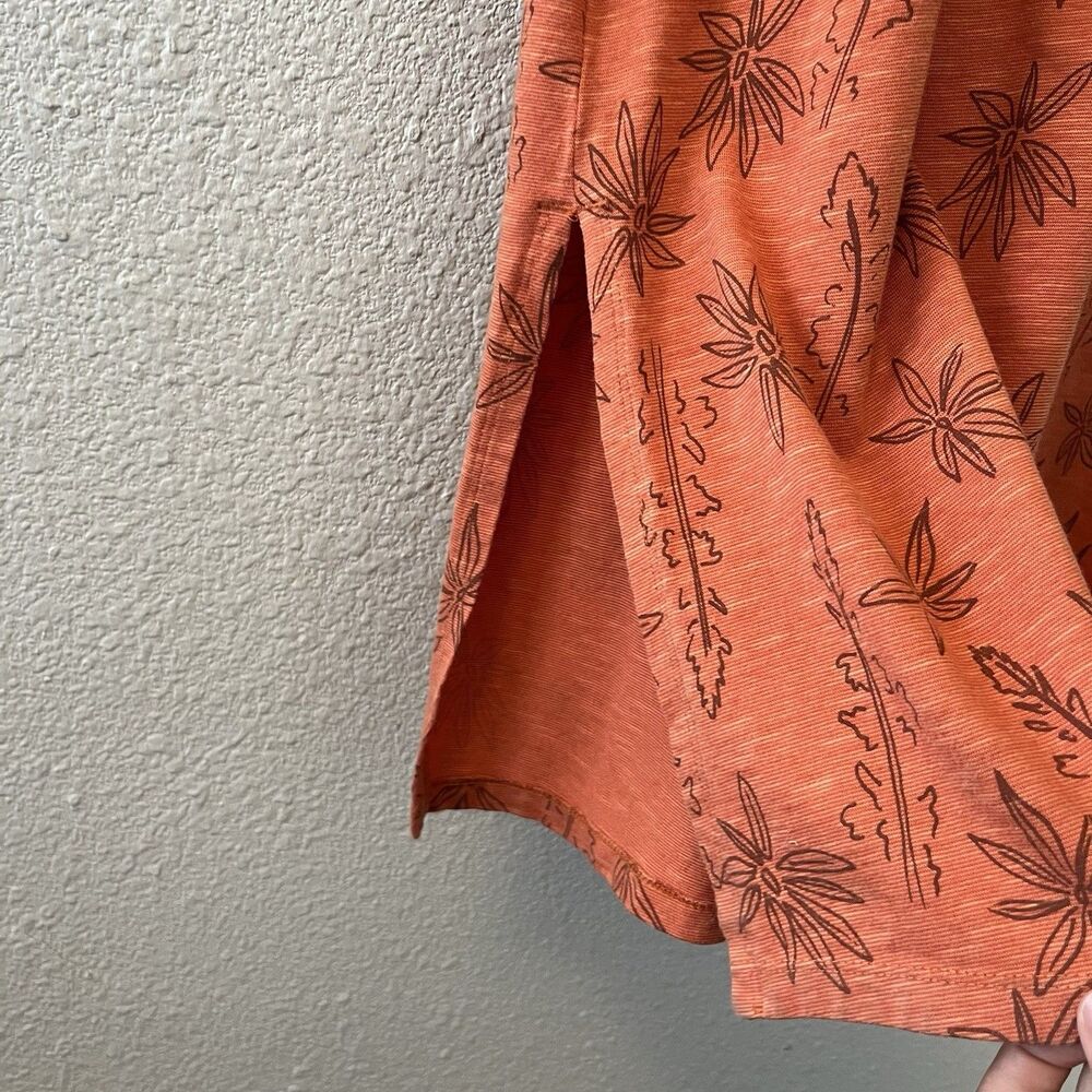 Toad & Co Midi Dress Size XS Samba Paseo Tencel Organic Cotton Burnt Orange Palm - Picture 6 of 16